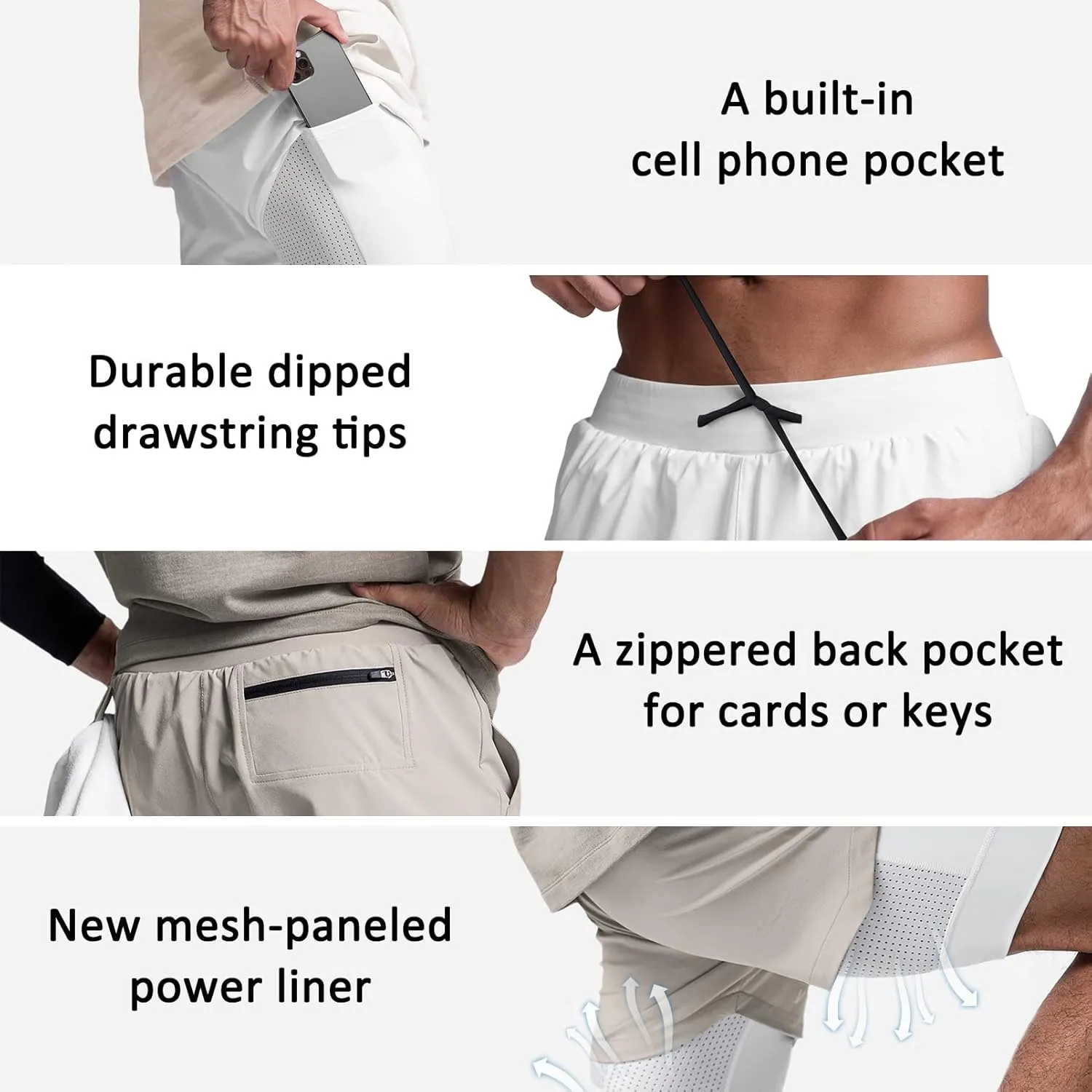 DIOTSR Mens 2 in 1 Running Workout Shorts for Men Lightweight Training Shorts Quick Dry Gym Shorts with Phone Pocket