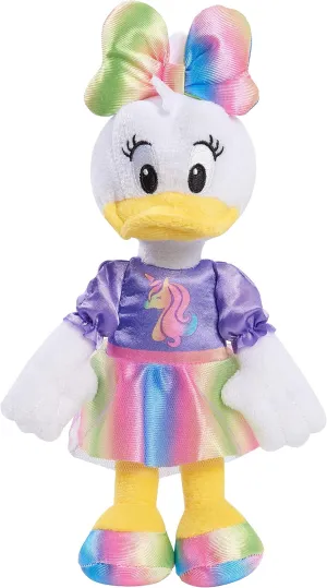 Disney Junior Minnie Mouse 8-Inch Small Unicorn Daisy Beanbag Plush, Daisy Duck In Purple and Rainbow Unicorn Dress, Stuffed Animal