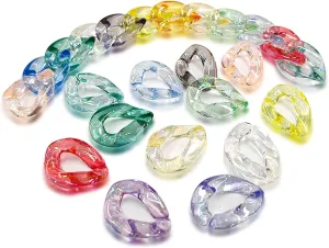 DIYOMR 100Pcs Acrylic Linking Rings, Transparent AB Dazzle Chain Bulk Quick Necklace Link Connectors Multicolor Mixing Chain Buckl for Jewelry Keychain Making Purse Eyeglass Chain DIY Phone Decor