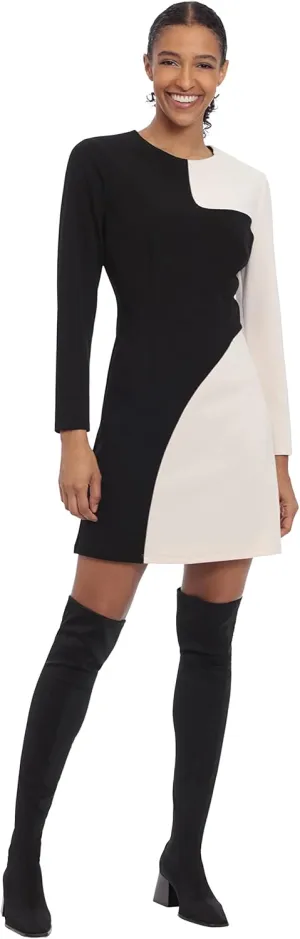 Donna Morgan Women's Color Block Long Sleeve Mini Dress