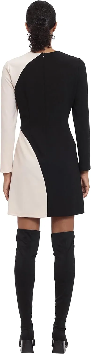 Donna Morgan Women's Color Block Long Sleeve Mini Dress