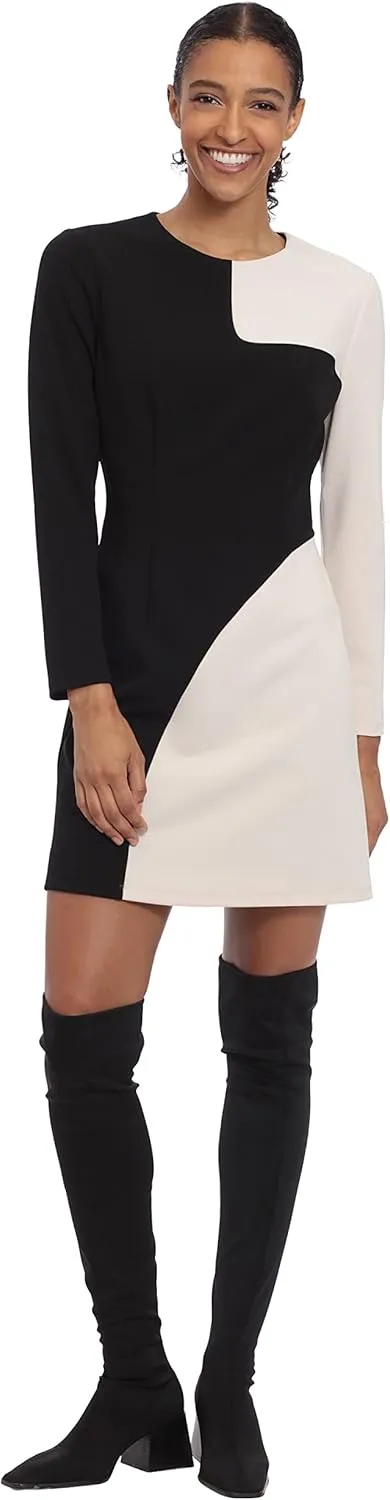 Donna Morgan Women's Color Block Long Sleeve Mini Dress