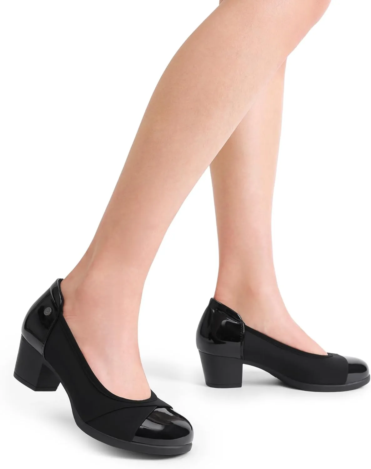 DREAM PAIRS Women's Pumps Low Chunky Block Closed Toe Shoes Work Comfortable Heels Round Toe Dress