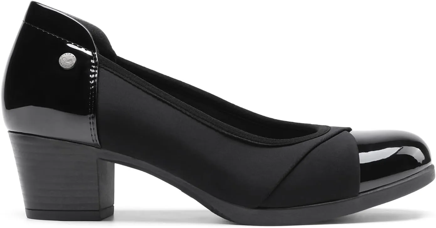DREAM PAIRS Women's Pumps Low Chunky Block Closed Toe Shoes Work Comfortable Heels Round Toe Dress