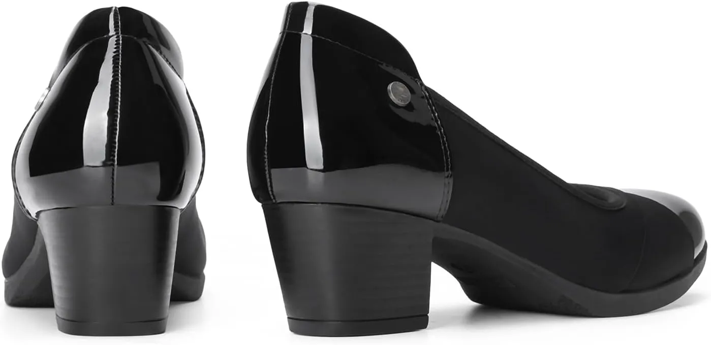DREAM PAIRS Women's Pumps Low Chunky Block Closed Toe Shoes Work Comfortable Heels Round Toe Dress