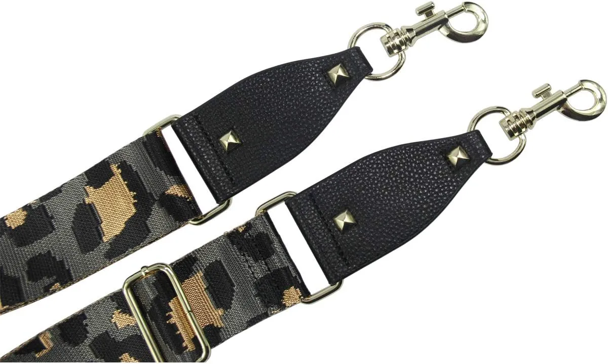 Duwi Wide Purse Strap Multicolor Striped Guitar Style Strap Adjustable Canvas Crossbody Bag Strap
