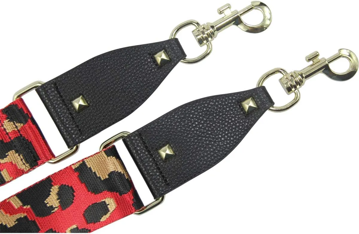 Duwi Wide Purse Strap Multicolor Striped Guitar Style Strap Adjustable Canvas Crossbody Bag Strap
