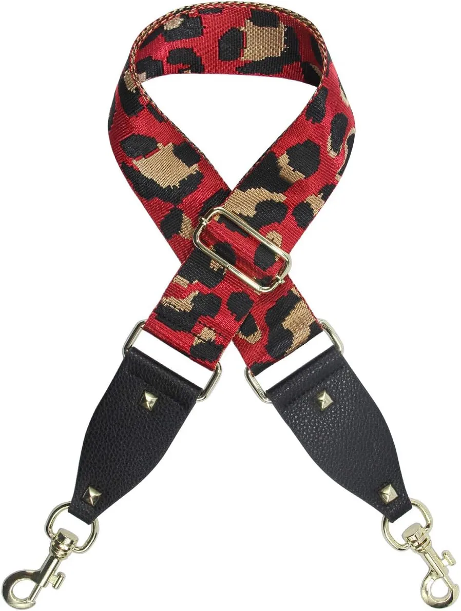 Duwi Wide Purse Strap Multicolor Striped Guitar Style Strap Adjustable Canvas Crossbody Bag Strap