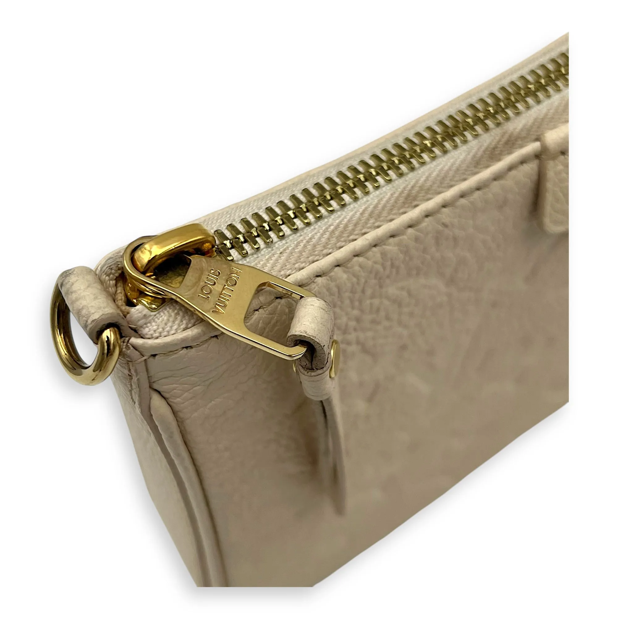 Easy Pouch on Strap Crossbody Bag Beige in Monogram Empreinte Leather, Gold hardware
