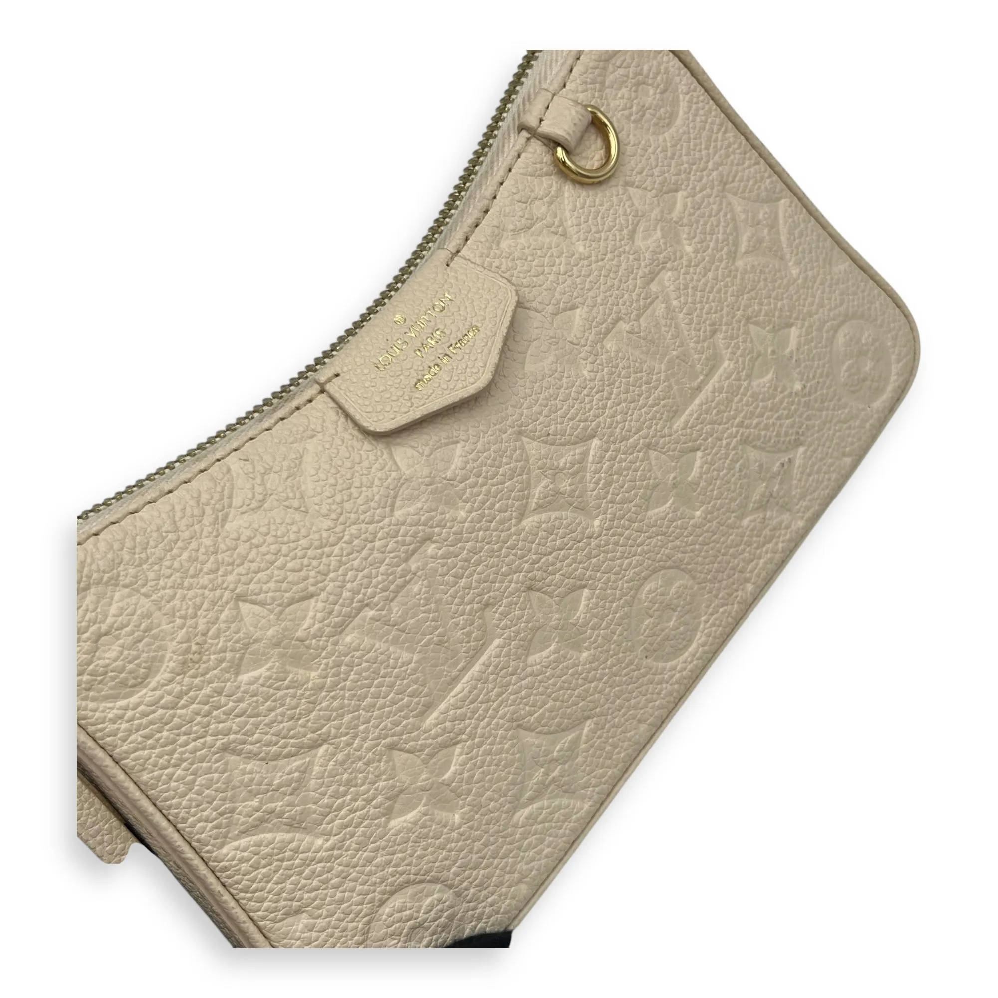 Easy Pouch on Strap Crossbody Bag Beige in Monogram Empreinte Leather, Gold hardware