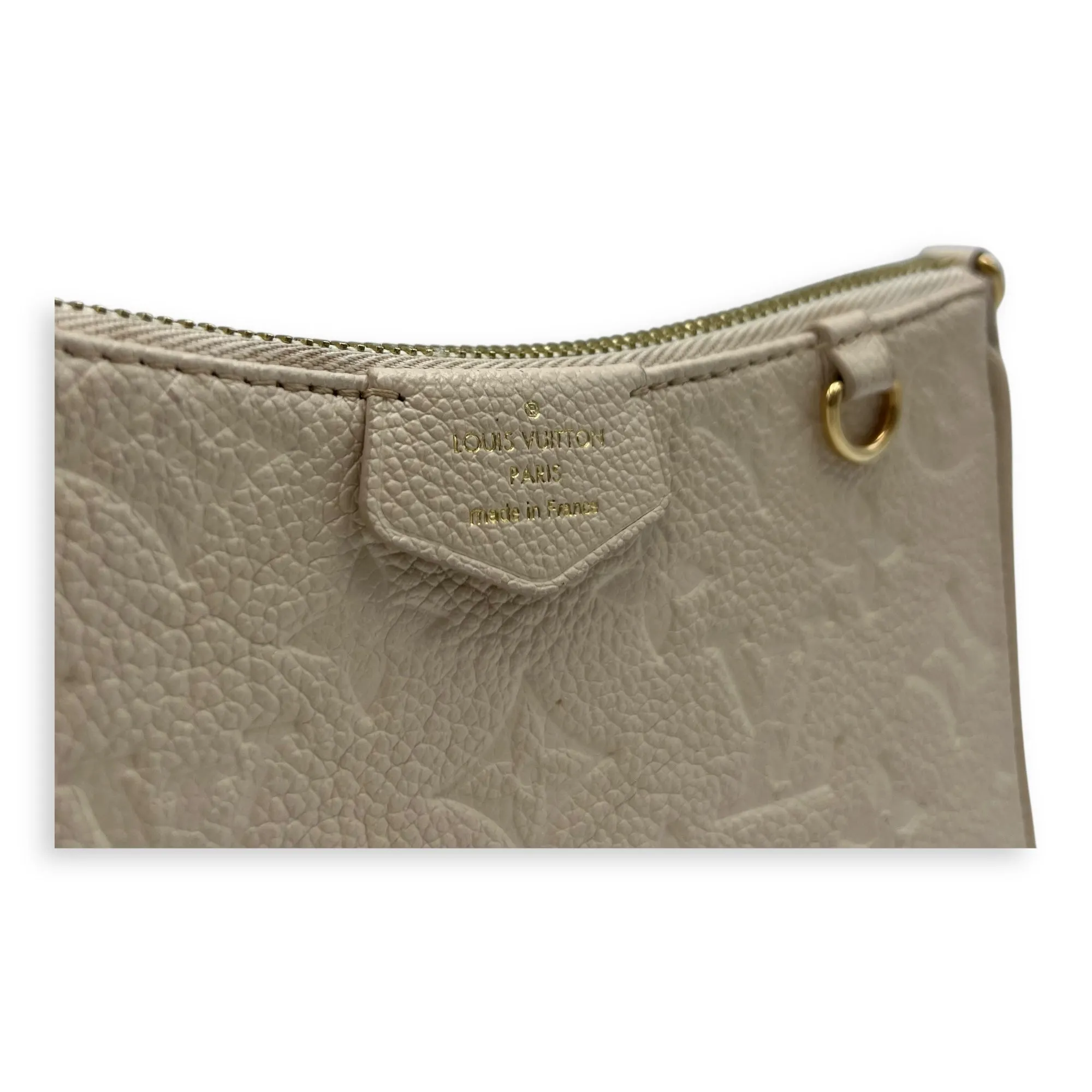 Easy Pouch on Strap Crossbody Bag Beige in Monogram Empreinte Leather, Gold hardware