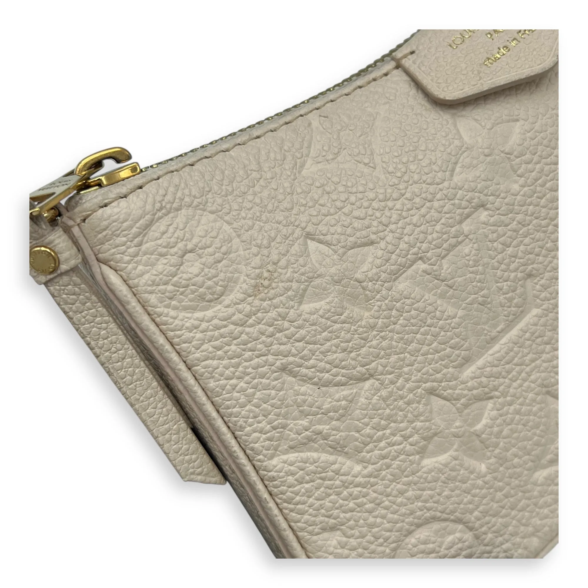 Easy Pouch on Strap Crossbody Bag Beige in Monogram Empreinte Leather, Gold hardware