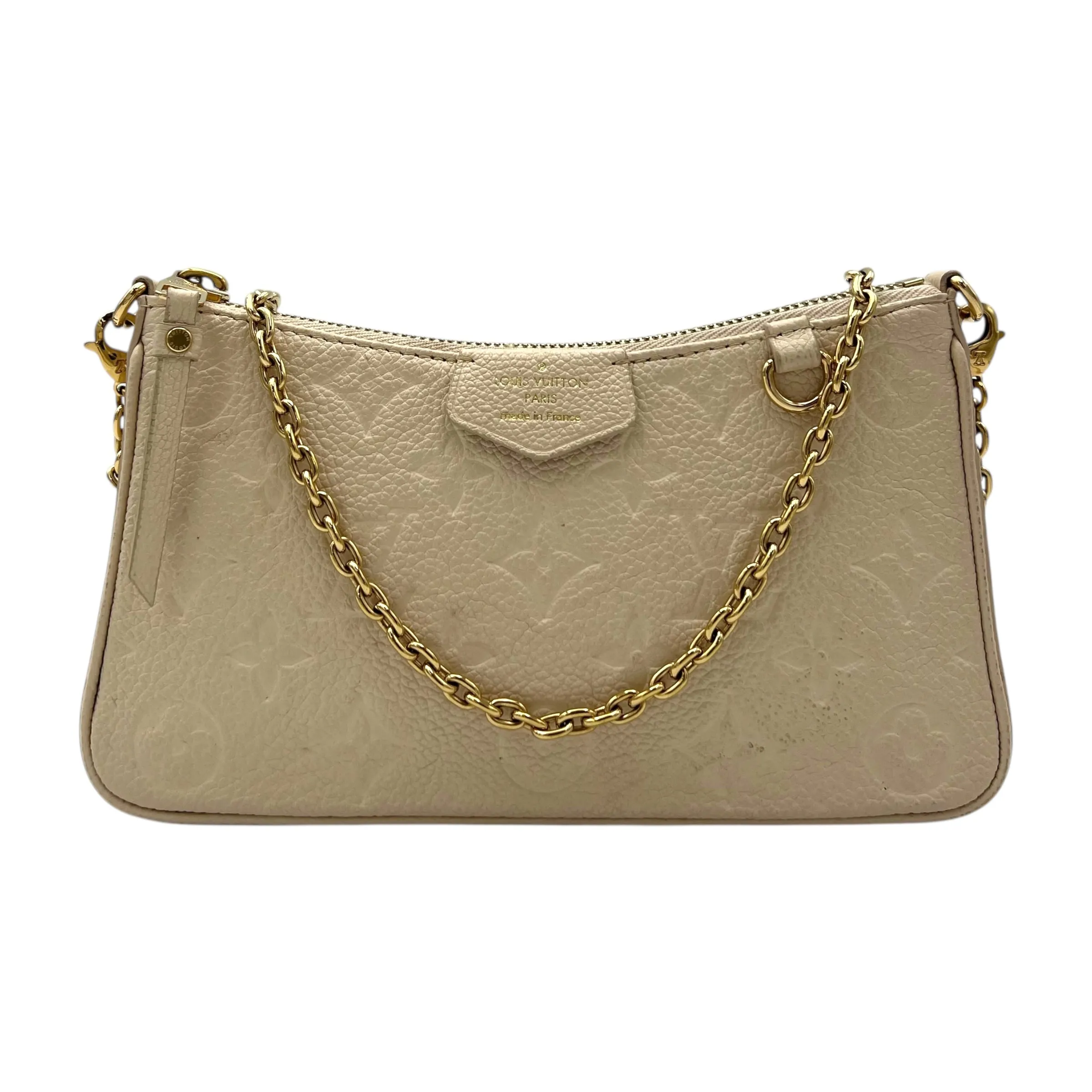 Easy Pouch on Strap Crossbody Bag Beige in Monogram Empreinte Leather, Gold hardware