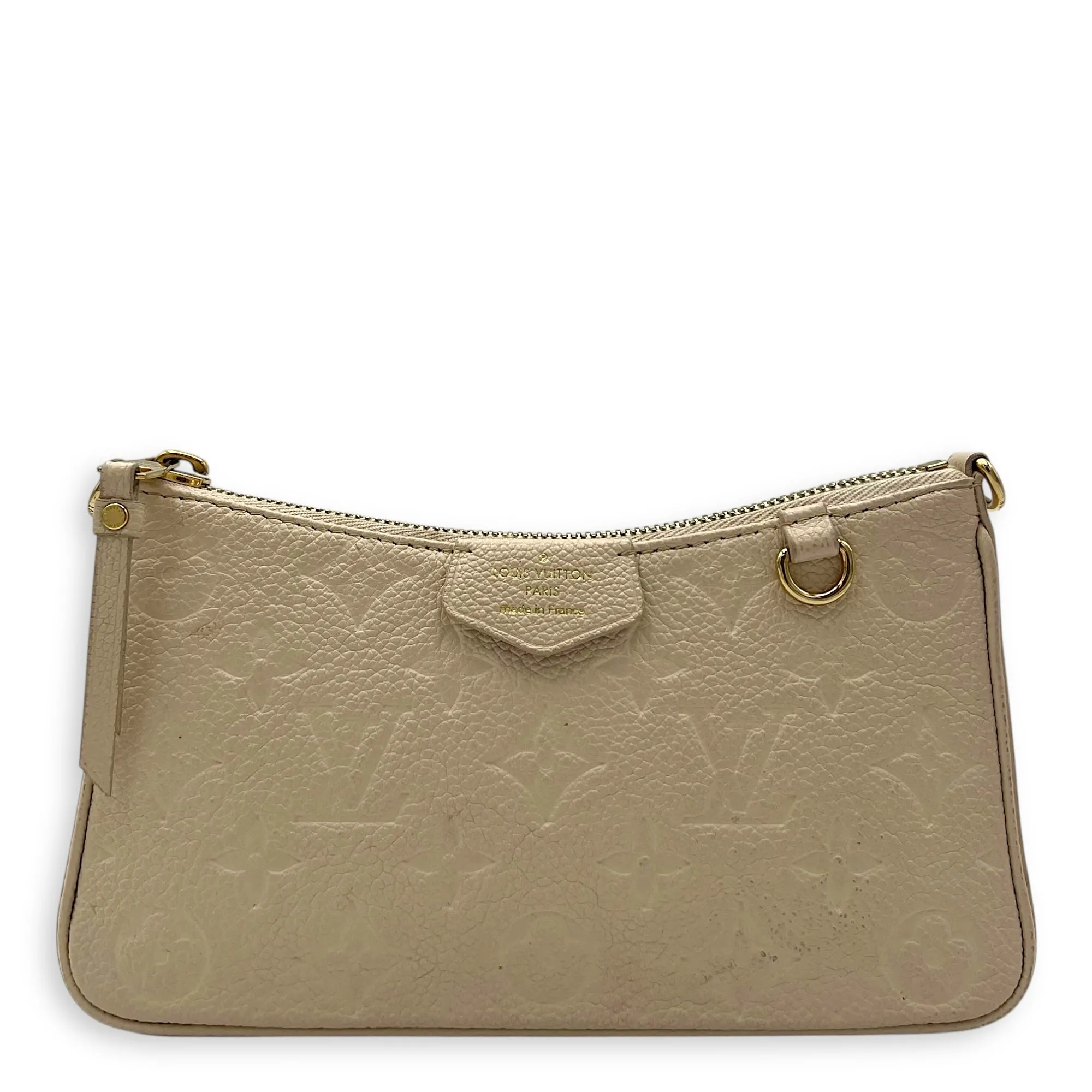 Easy Pouch on Strap Crossbody Bag Beige in Monogram Empreinte Leather, Gold hardware