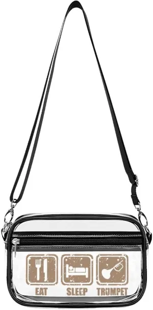 Eat Sleep Play Trumpet Fashion Clear Crossbody Bags Stadium Approved Shoulder Purse for Concerts Sports Events Festival
