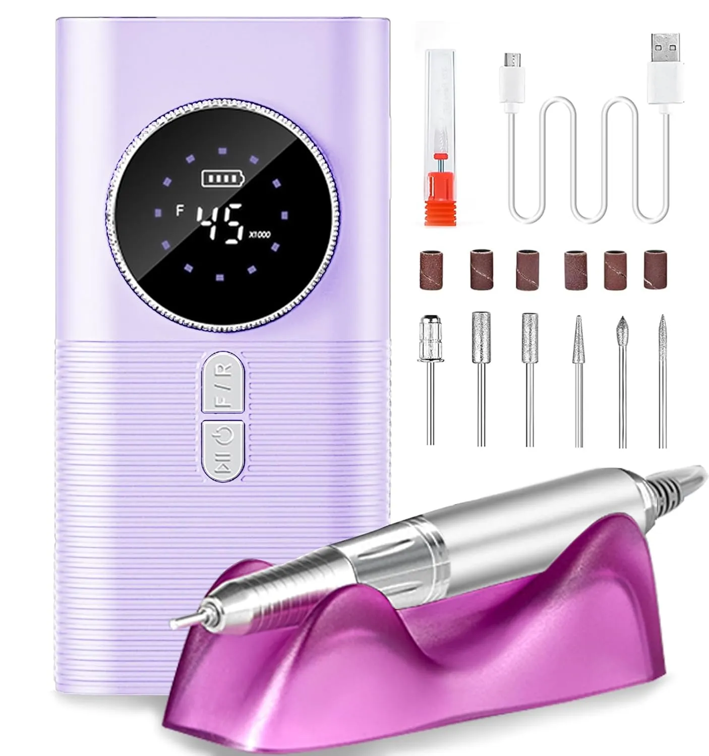 Electric Nail Drill Professional,Coreless Motor Efile, 45000RPM Cordless Electric Nail File for Acrylic Gel Nails, Professional Nail Drill Manicure Pedicure Polishing Shape Tools for Home Salon