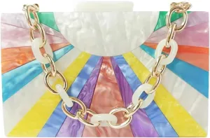 Elegant Ladies Acrylic Evening Clutch Multicolored Bag Box Stylish Marble Purse Handbag for Wedding Banquet Cocktail