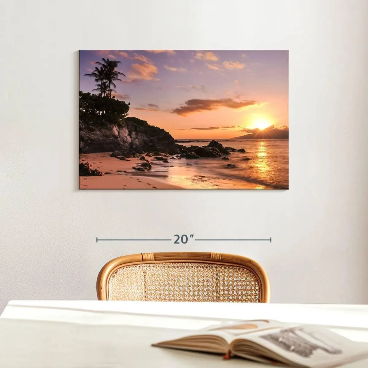 Elephant Stock - Kapalua Beach Sunset Wall Art - Horizontal Canvas Wall Art - Living Room Wall Decor - Photography Beach Canvas Art - Orange And Brown Decor - 24" x 16"