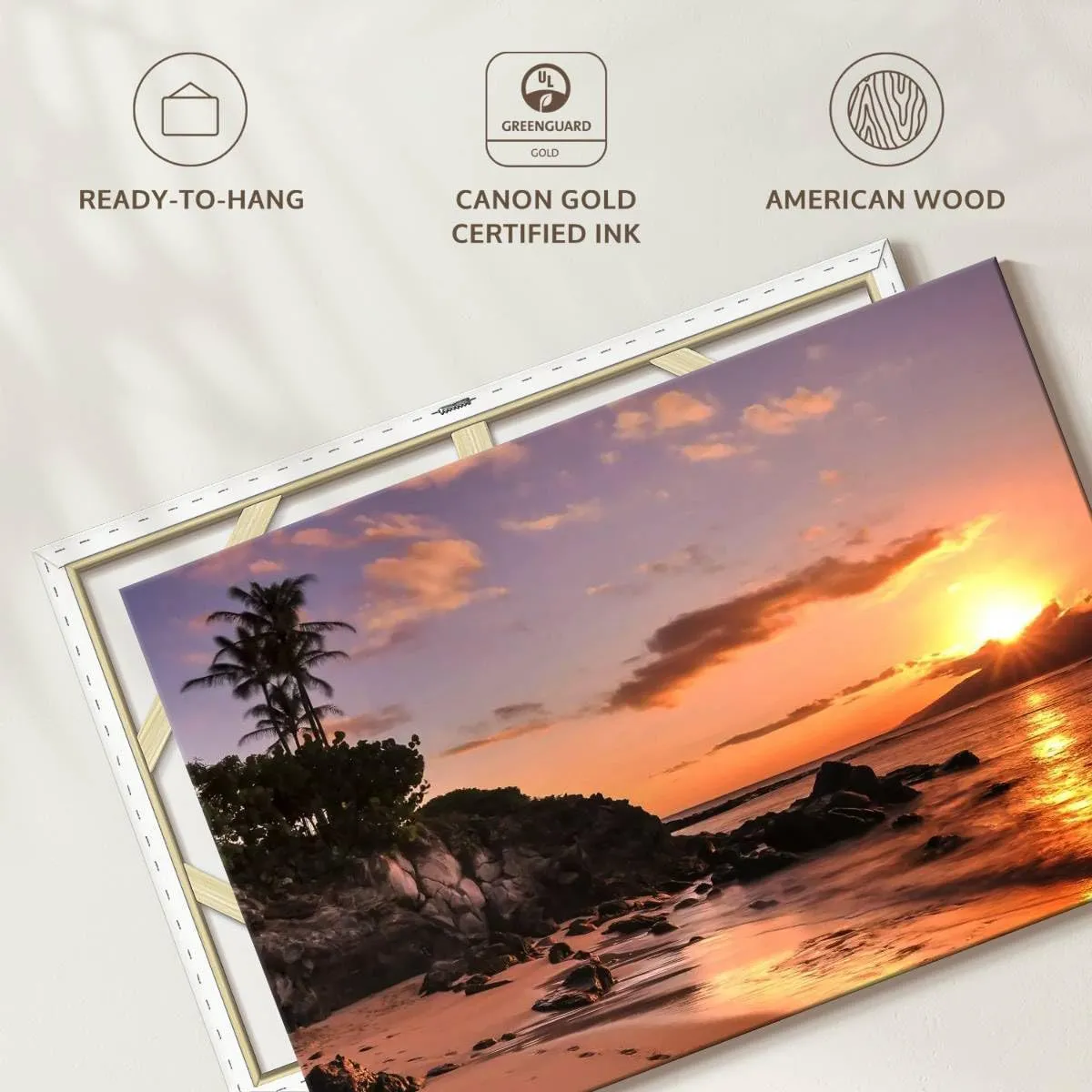 Elephant Stock - Kapalua Beach Sunset Wall Art - Horizontal Canvas Wall Art - Living Room Wall Decor - Photography Beach Canvas Art - Orange And Brown Decor - 24" x 16"