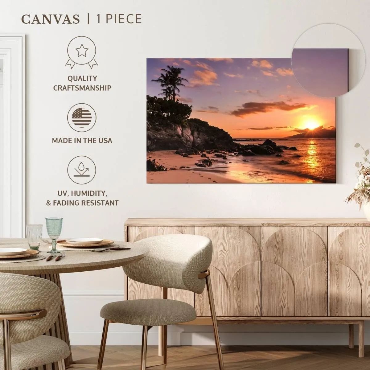 Elephant Stock - Kapalua Beach Sunset Wall Art - Horizontal Canvas Wall Art - Living Room Wall Decor - Photography Beach Canvas Art - Orange And Brown Decor - 24" x 16"