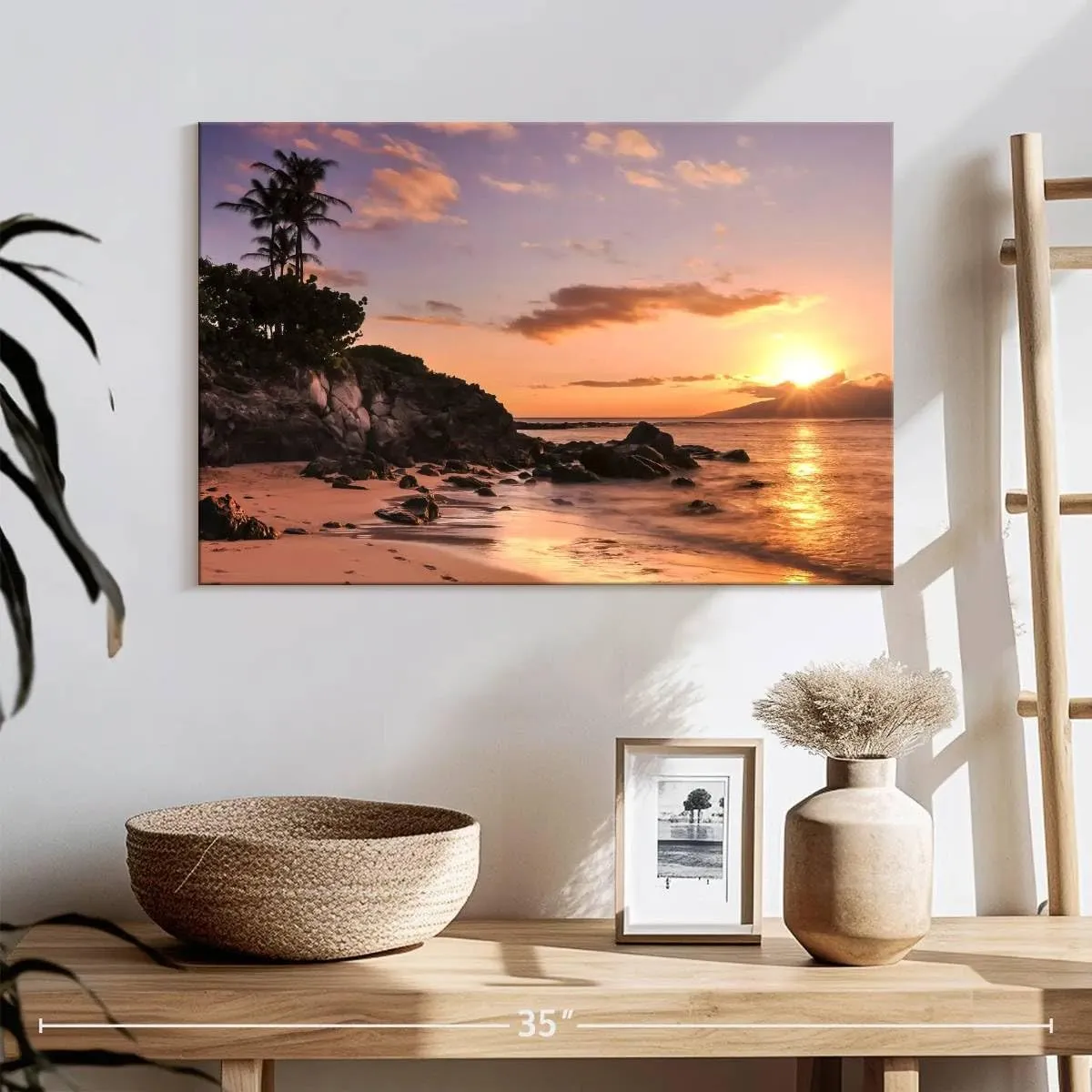 Elephant Stock - Kapalua Beach Sunset Wall Art - Horizontal Canvas Wall Art - Living Room Wall Decor - Photography Beach Canvas Art - Orange And Brown Decor - 24" x 16"