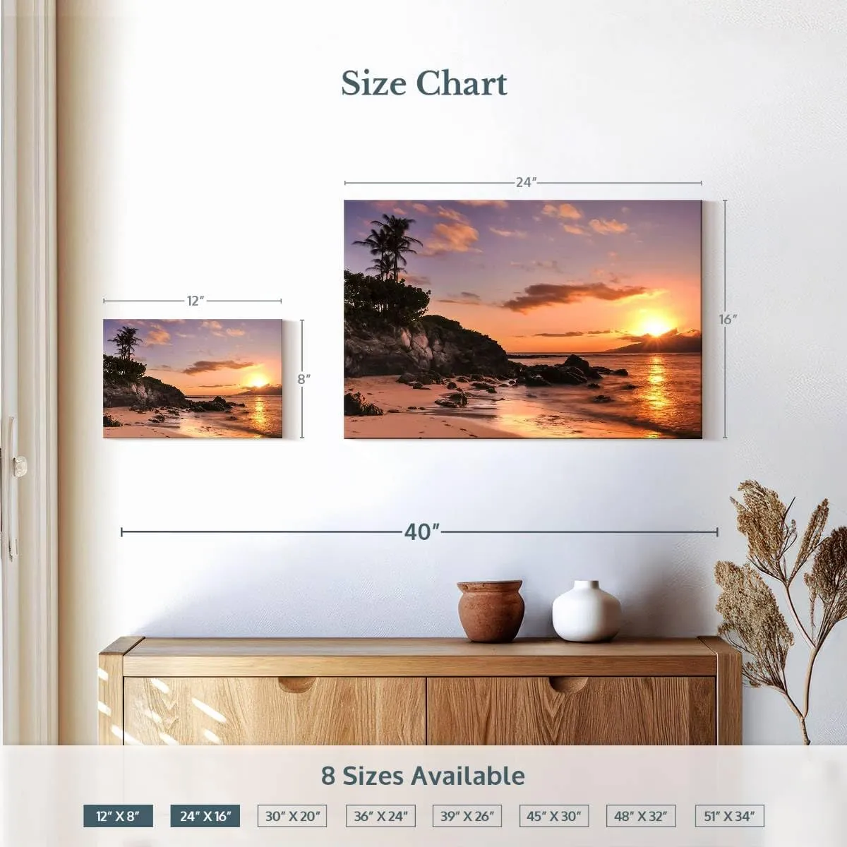 Elephant Stock - Kapalua Beach Sunset Wall Art - Horizontal Canvas Wall Art - Living Room Wall Decor - Photography Beach Canvas Art - Orange And Brown Decor - 24" x 16"
