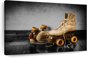 ElephantStock Vintage Skates Pop Canvas - 1 Panel Sports Wall Decor - Canvas Art - Vintage Sports Wall Decor for Men - 51" X 34"