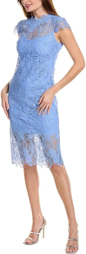 Elie Tahari Lace Applique Midi Dress