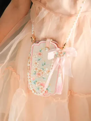 Embroidered Cherry Blossoms Phone Bag