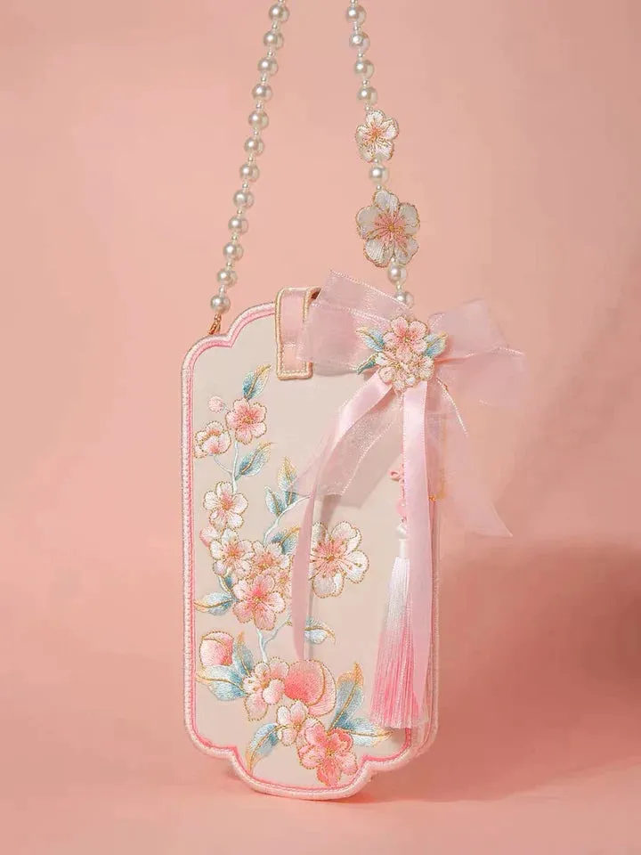 Embroidered Cherry Blossoms Phone Bag