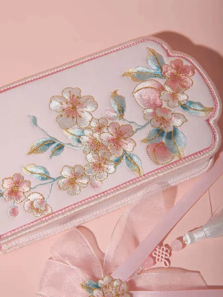Embroidered Cherry Blossoms Phone Bag