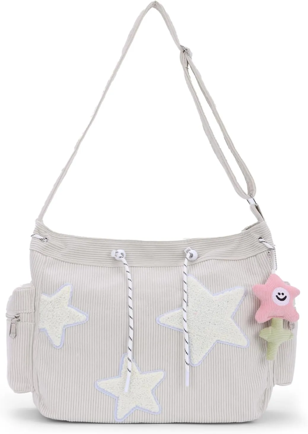 Emprier Star Tote Hobo Bag for Women Large Corduroy Crossbody Bag Y2K Cute Tote Bags Aesthetic Messenger Handbag