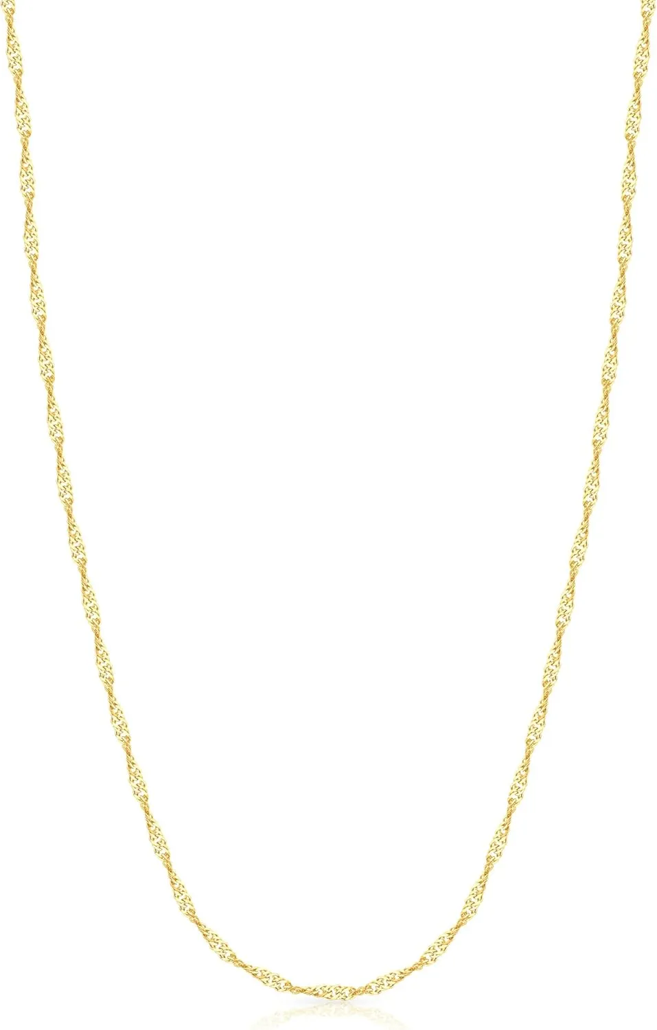 EVAYA 14K Gold Singapore Chain Necklace for Women & Men (1-1.5mm Width, 14-24" Length) - Cadenas de Oro Puro de 14K