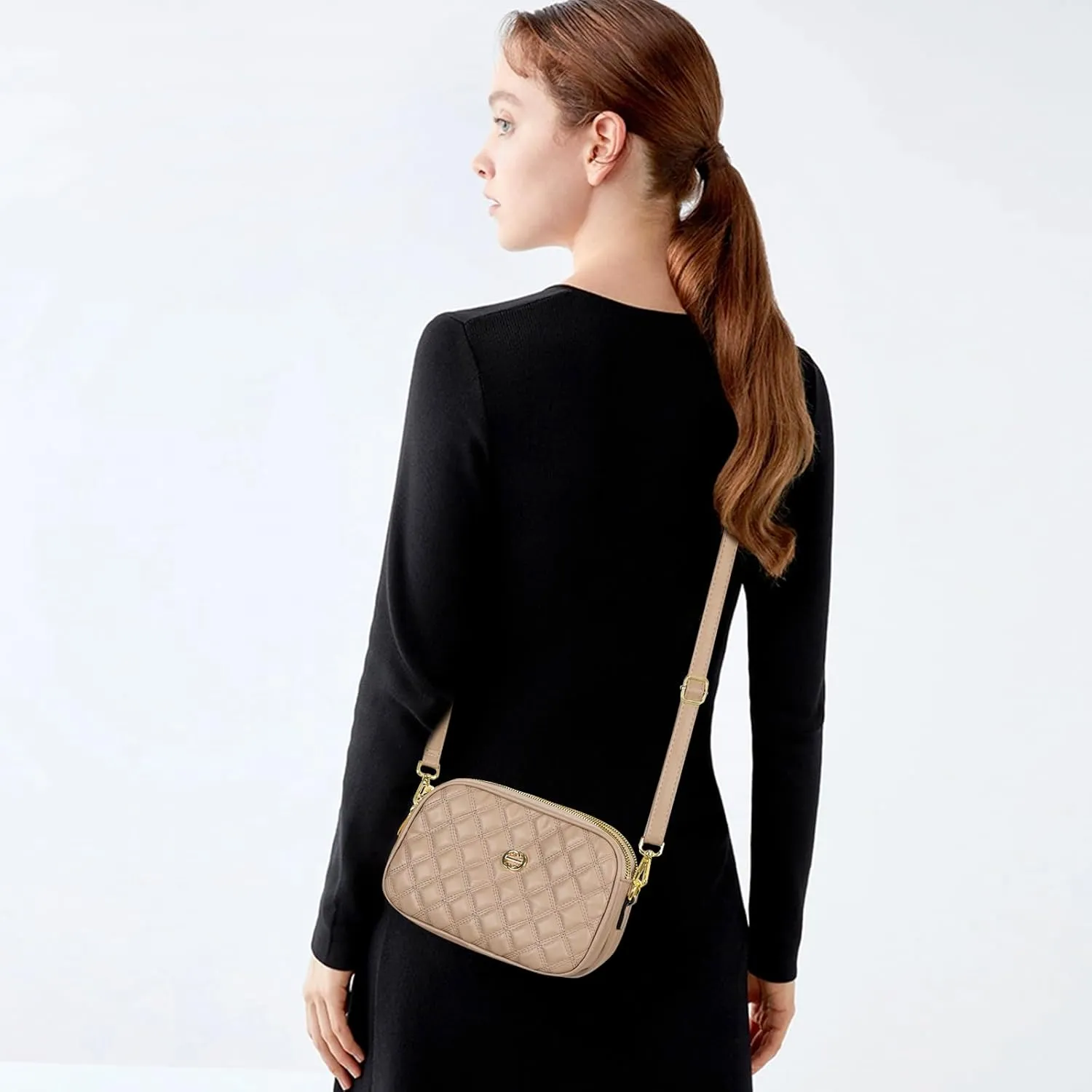 EXTREE Quilted Crossbody Bag, Trendy Design Shoulder Purse