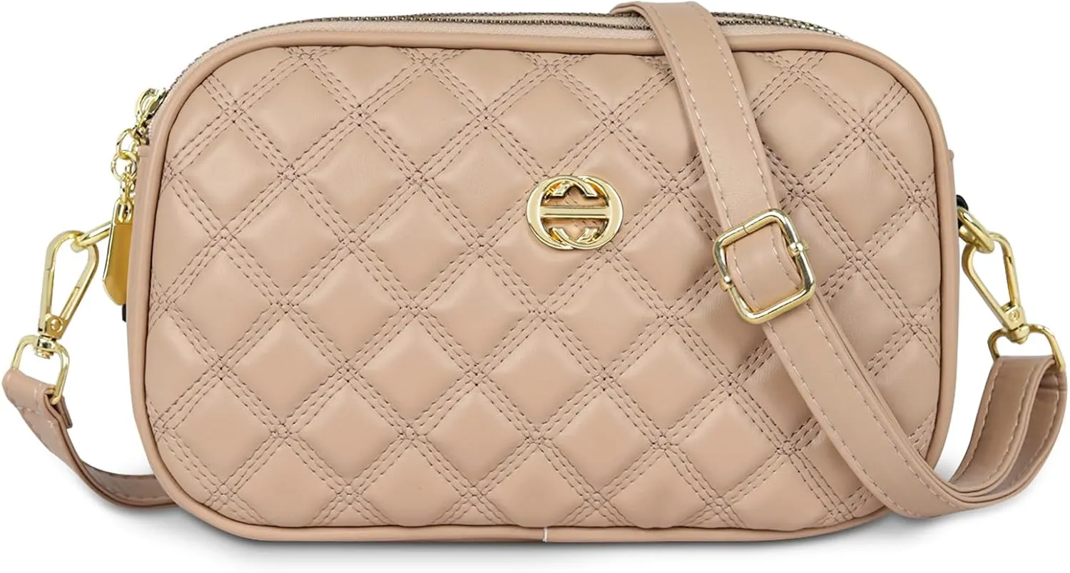 EXTREE Quilted Crossbody Bag, Trendy Design Shoulder Purse