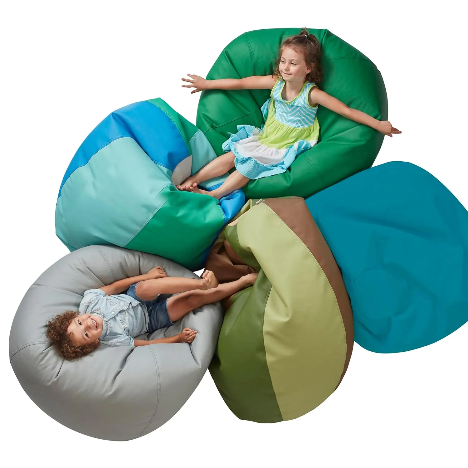 Factory Direct Partners 10478-GYLG SoftScape Classic 35" Junior Bean Bag Chair, Furniture for Kids, Perfect for Reading, Playing Video Games, Alternative Seating for Classrooms, Gray/Light Gray