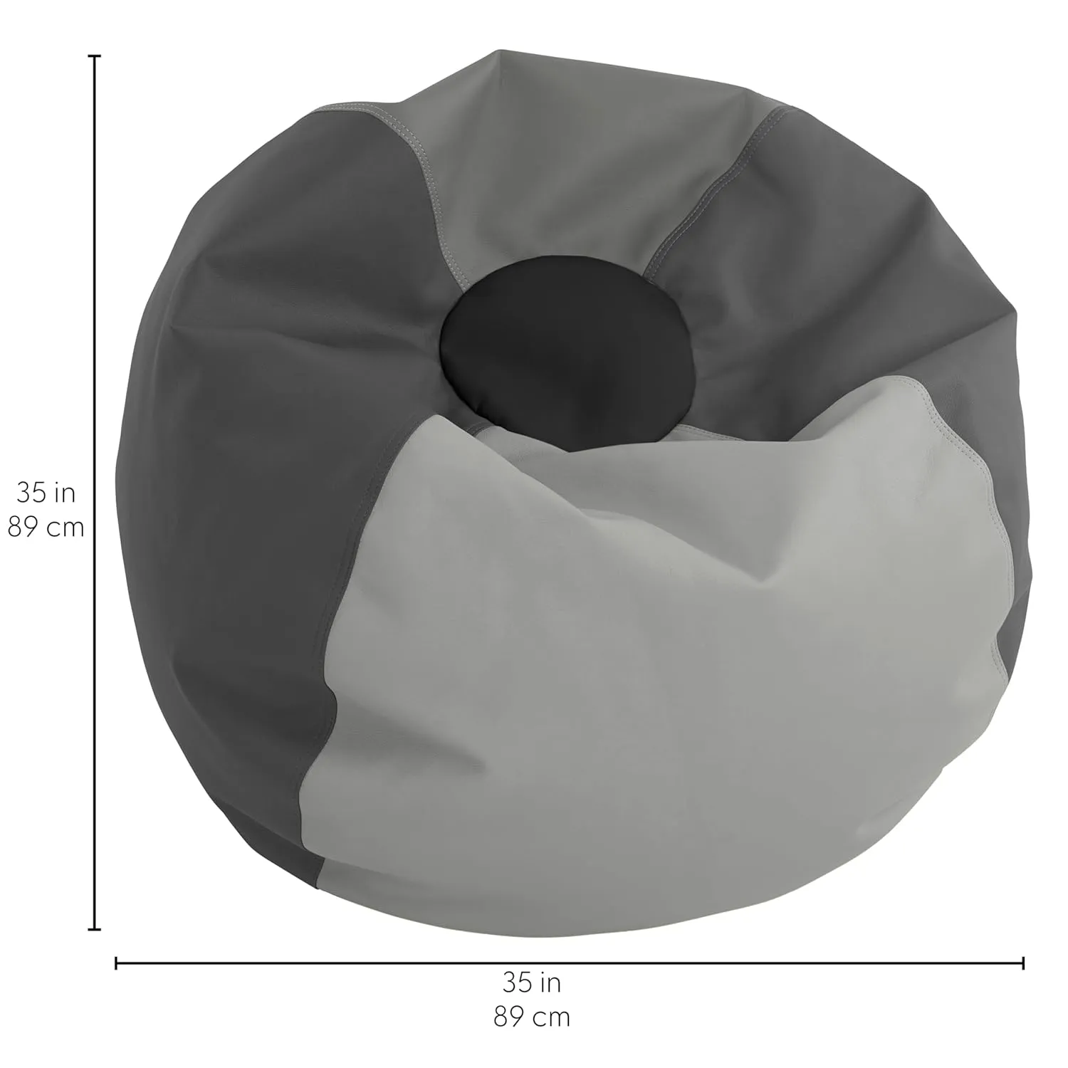 Factory Direct Partners 10478-GYLG SoftScape Classic 35" Junior Bean Bag Chair, Furniture for Kids, Perfect for Reading, Playing Video Games, Alternative Seating for Classrooms, Gray/Light Gray