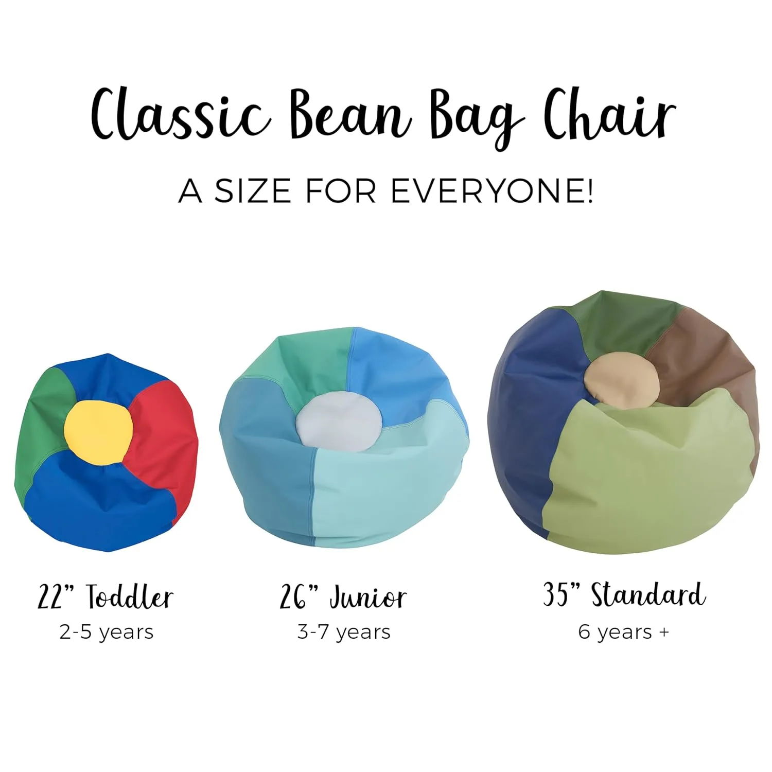 Factory Direct Partners 10478-GYLG SoftScape Classic 35" Junior Bean Bag Chair, Furniture for Kids, Perfect for Reading, Playing Video Games, Alternative Seating for Classrooms, Gray/Light Gray