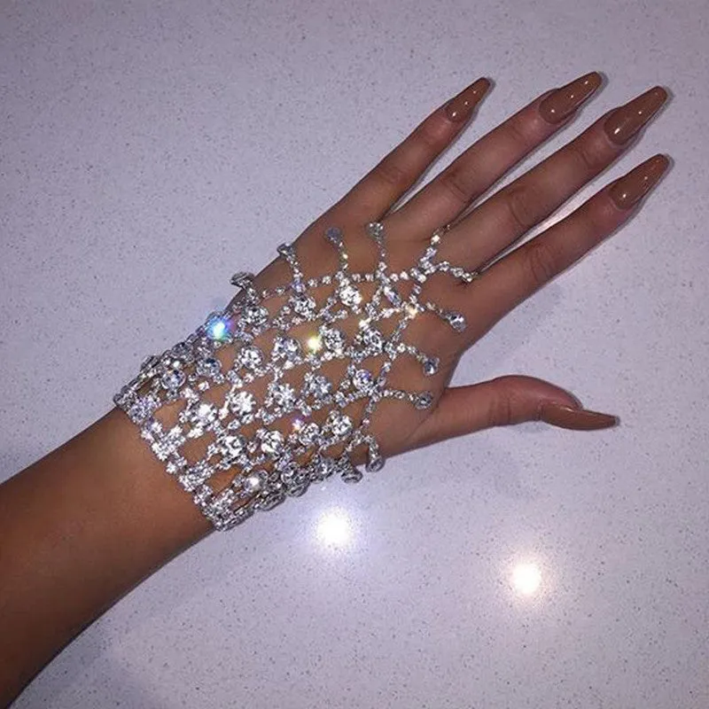Fashion Geometric Patchwork Hollowed Out Rhinestone Bracelets