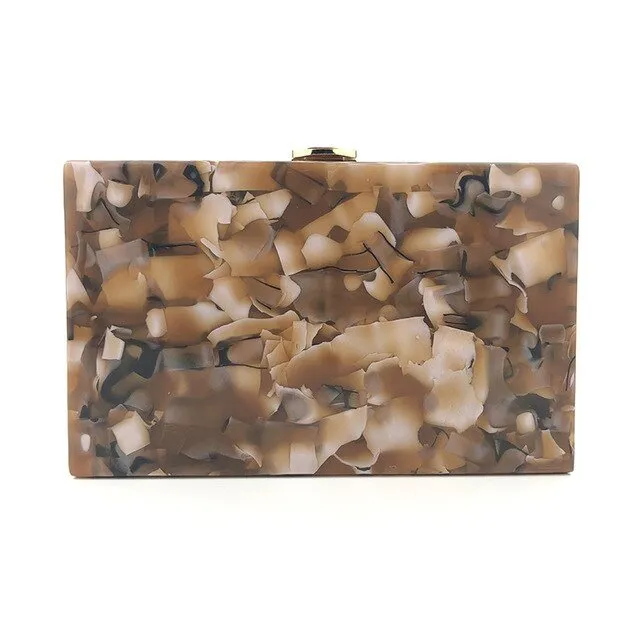 Fashion Marble Pattern Acrylic Evening Clutch Bags