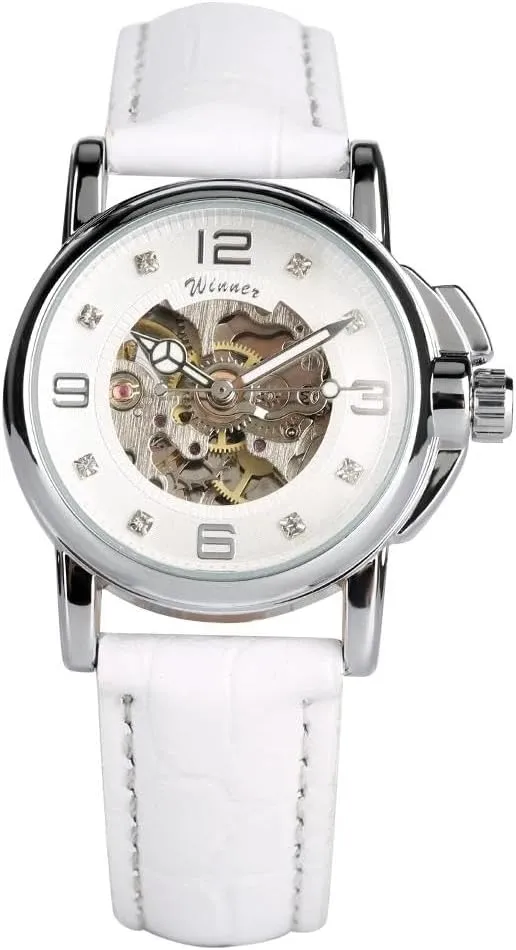Fashionable Women's Hollowed Out Mechanical Watch, 3ATM Elegant Alloy Case and Strap, Luxurious Circular Dial with Crystal Inlay, Automatic Mechanical Watch