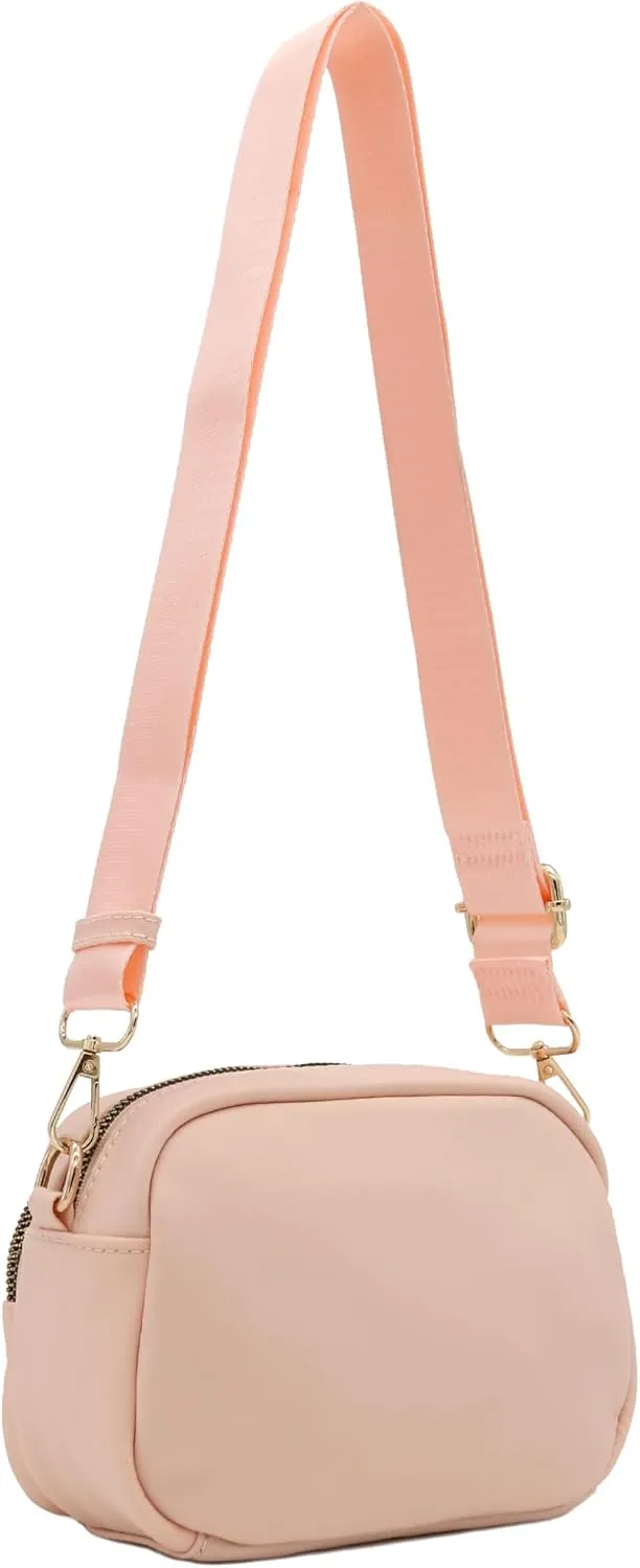 FashionPuzzle Quilted Nylon Crossbody Bag with Wide Strap