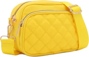 FashionPuzzle Quilted Nylon Crossbody Bag with Wide Strap