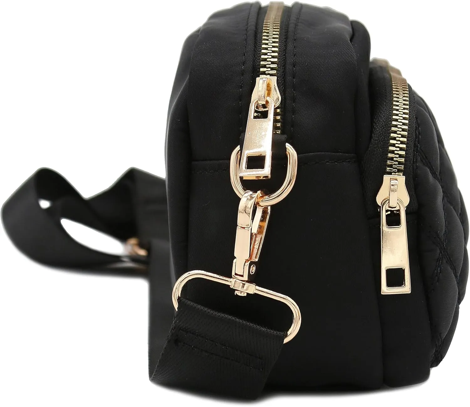 FashionPuzzle Quilted Nylon Crossbody Bag with Wide Strap