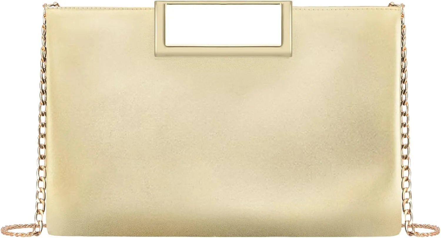 Fecialy Clutch Purses for Women Formal Fashion PU Leather Evening Bag Stylish Handbag with Chain for Wedding Prom Bridal