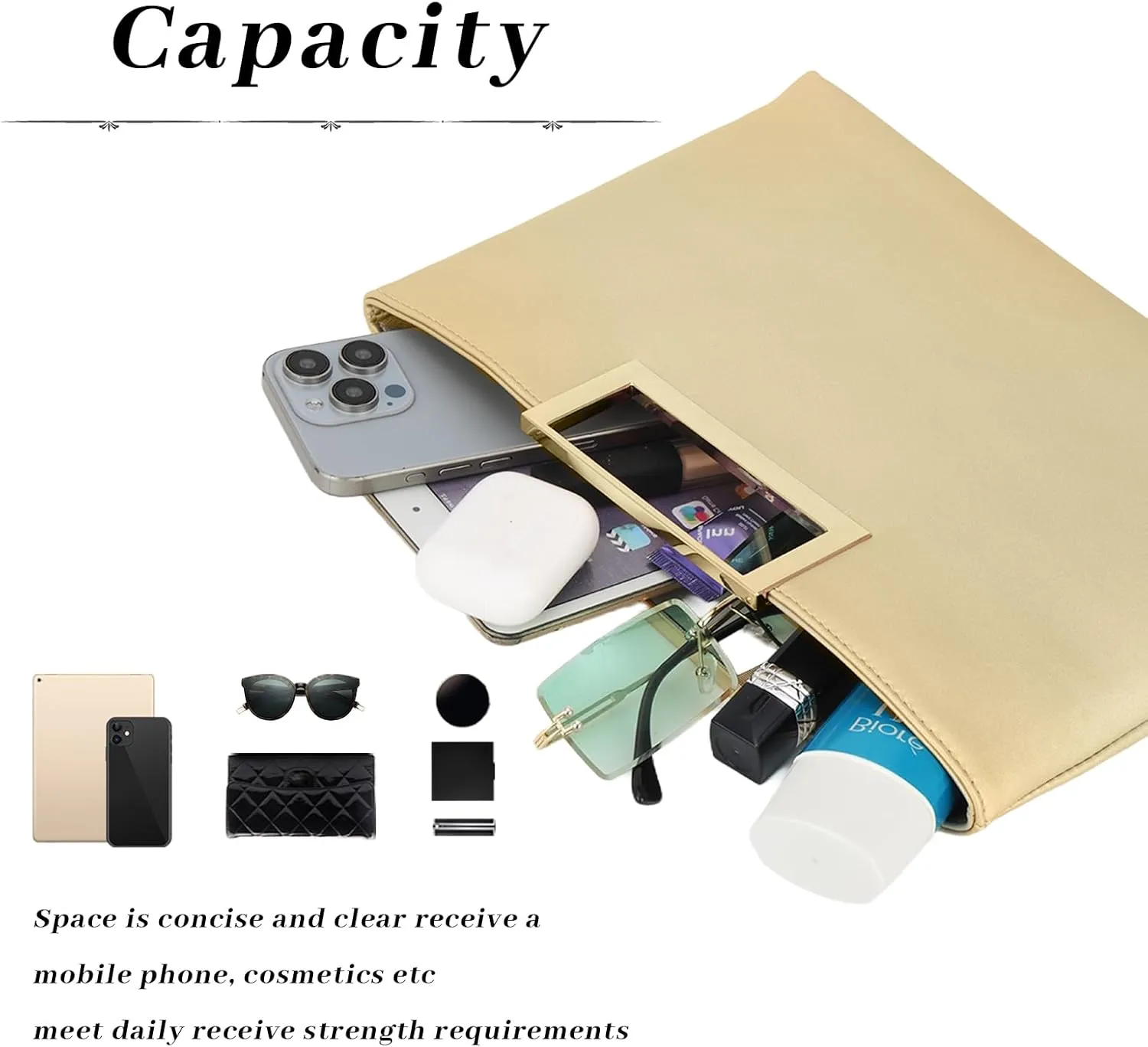 Fecialy Clutch Purses for Women Formal Fashion PU Leather Evening Bag Stylish Handbag with Chain for Wedding Prom Bridal