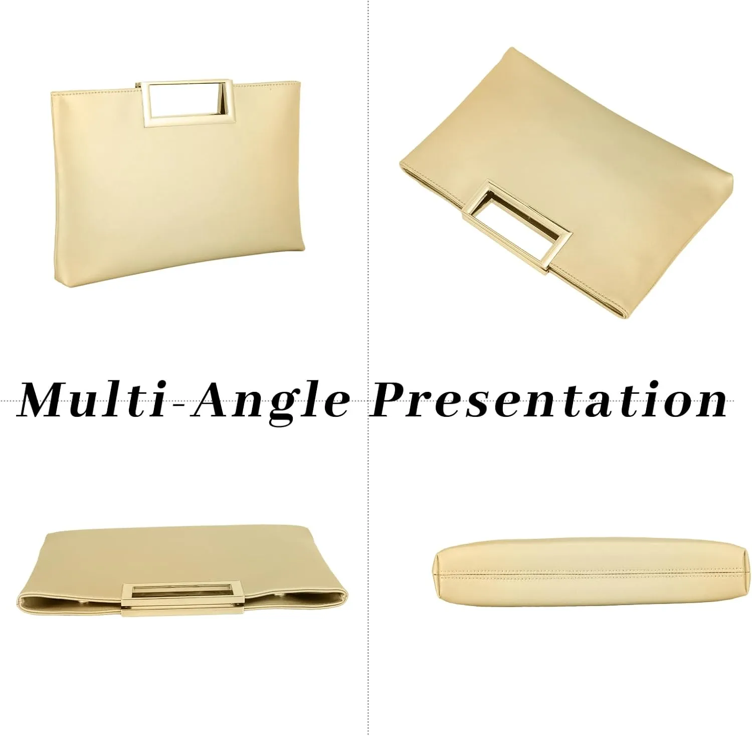Fecialy Clutch Purses for Women Formal Fashion PU Leather Evening Bag Stylish Handbag with Chain for Wedding Prom Bridal
