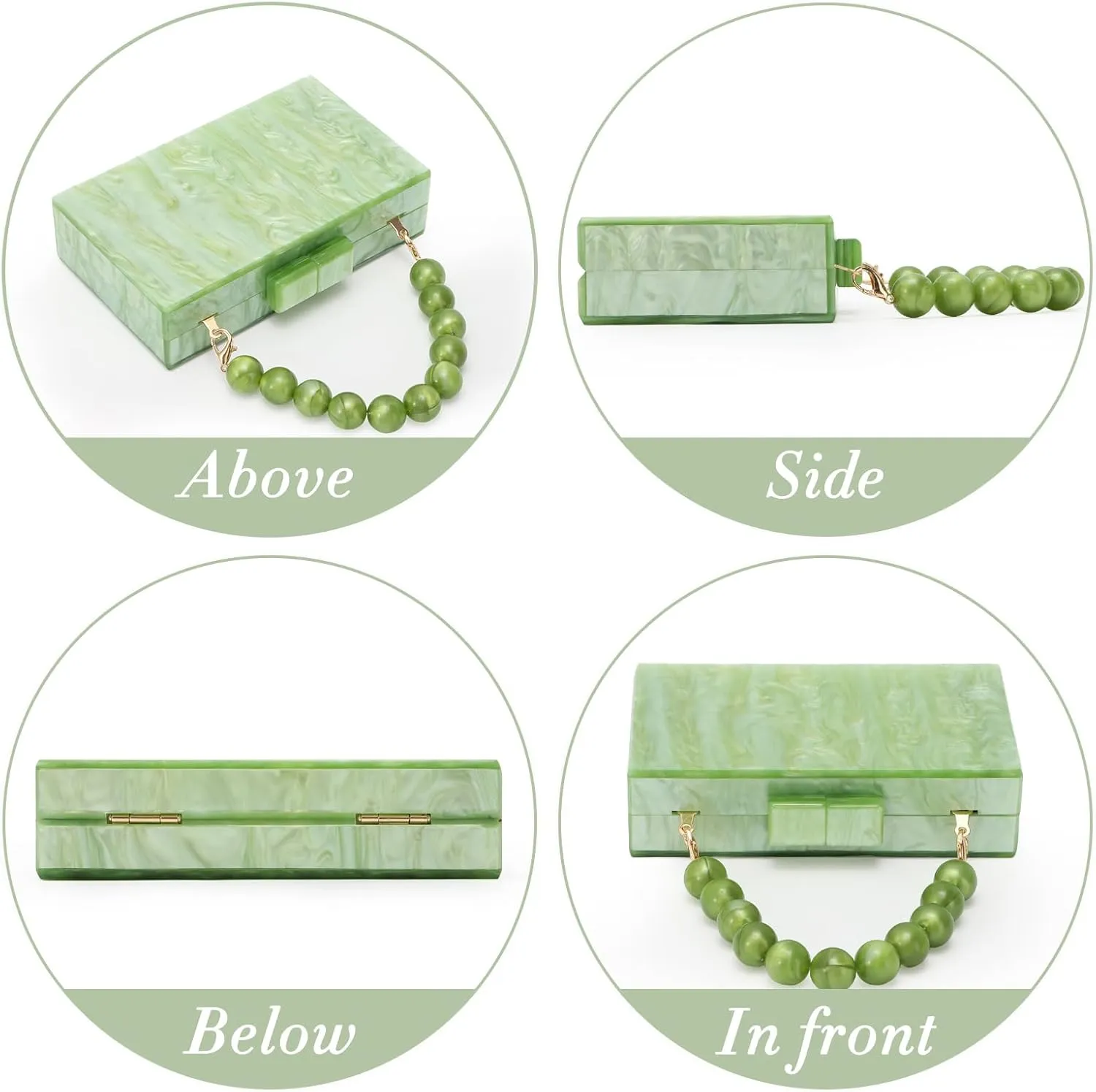 Fecialy Women Acrylic Clutch Purse Beads Evening Handbag Marble Clutch Formal Party Bridal Wedding Crossbody Bag
