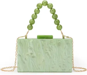 Fecialy Women Acrylic Clutch Purse Beads Evening Handbag Marble Clutch Formal Party Bridal Wedding Crossbody Bag