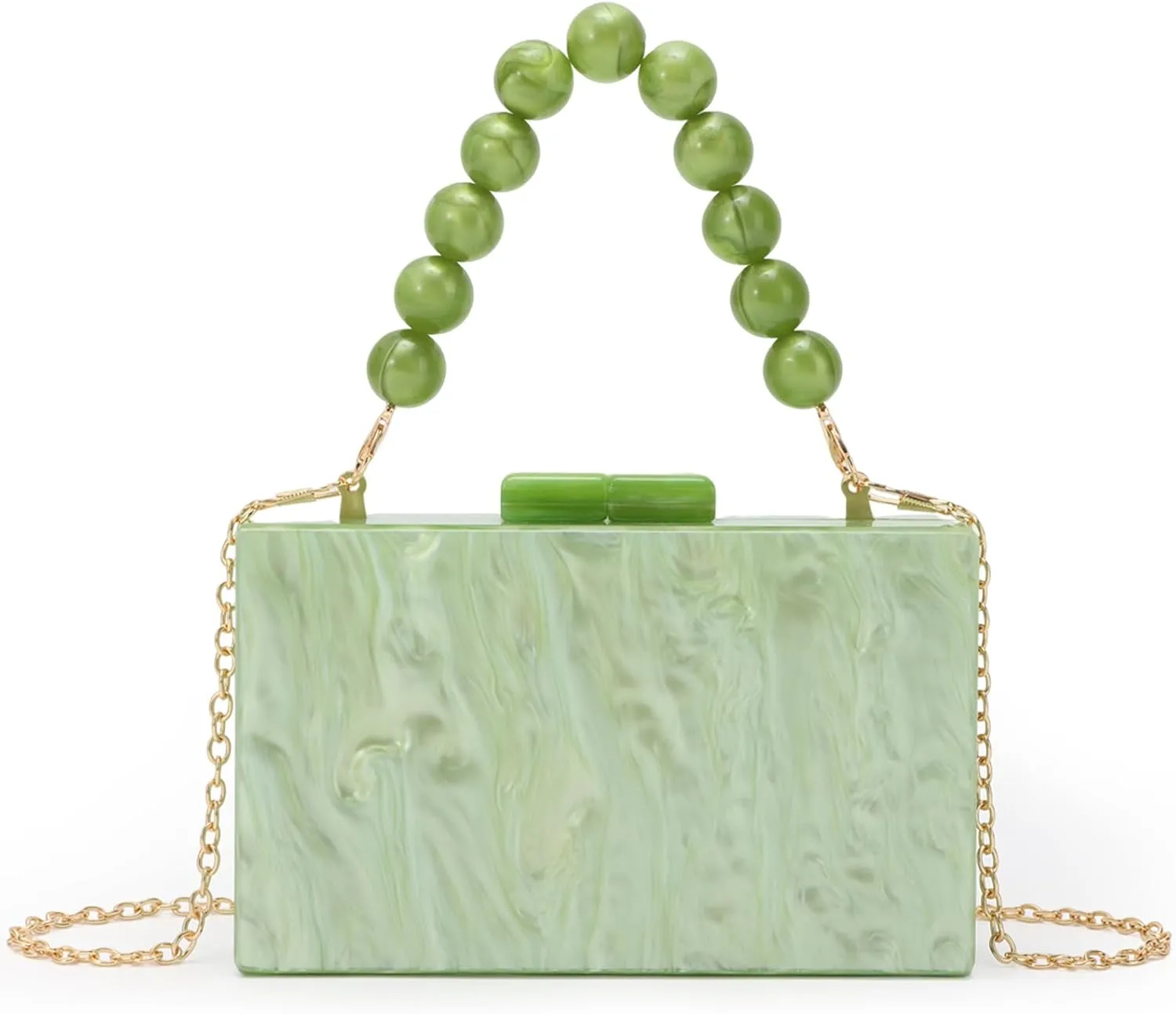 Fecialy Women Acrylic Clutch Purse Beads Evening Handbag Marble Clutch Formal Party Bridal Wedding Crossbody Bag